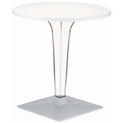 24 In. Ice Werzalit Top Round Dining Table With Transparent Base, White