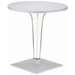 24 In. Ice Werzalit Top Round Dining Table With Transparent Base, Silver