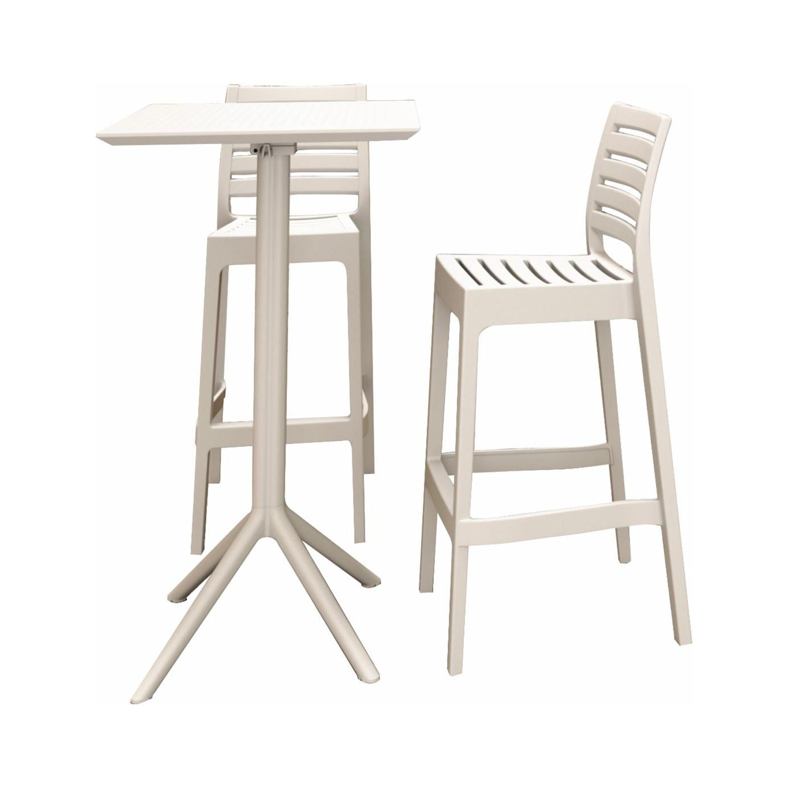Isp1161s-whi Sky Ares Square Bar Set With 2 Barstools, White