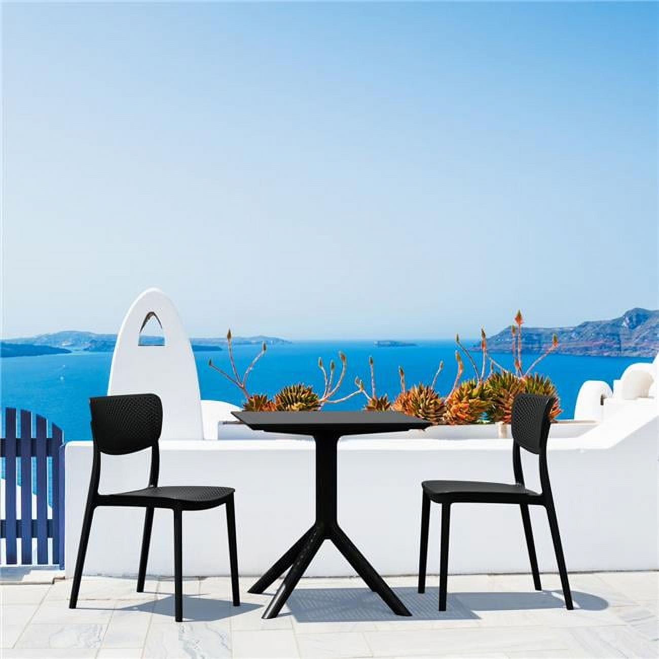 Isp1293s-bla Lucy Outdoor Bistro Set With 31 In. Table Top, Black - 3 Piece