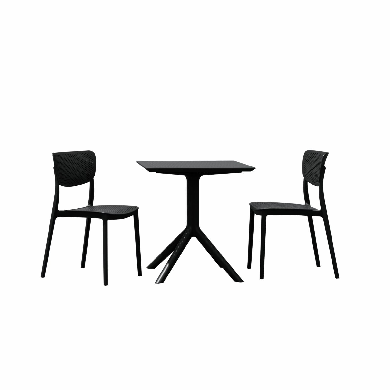 Isp1291s-bla Lucy Outdoor Bistro Set With 24 In. Table Top, Black - 3 Piece