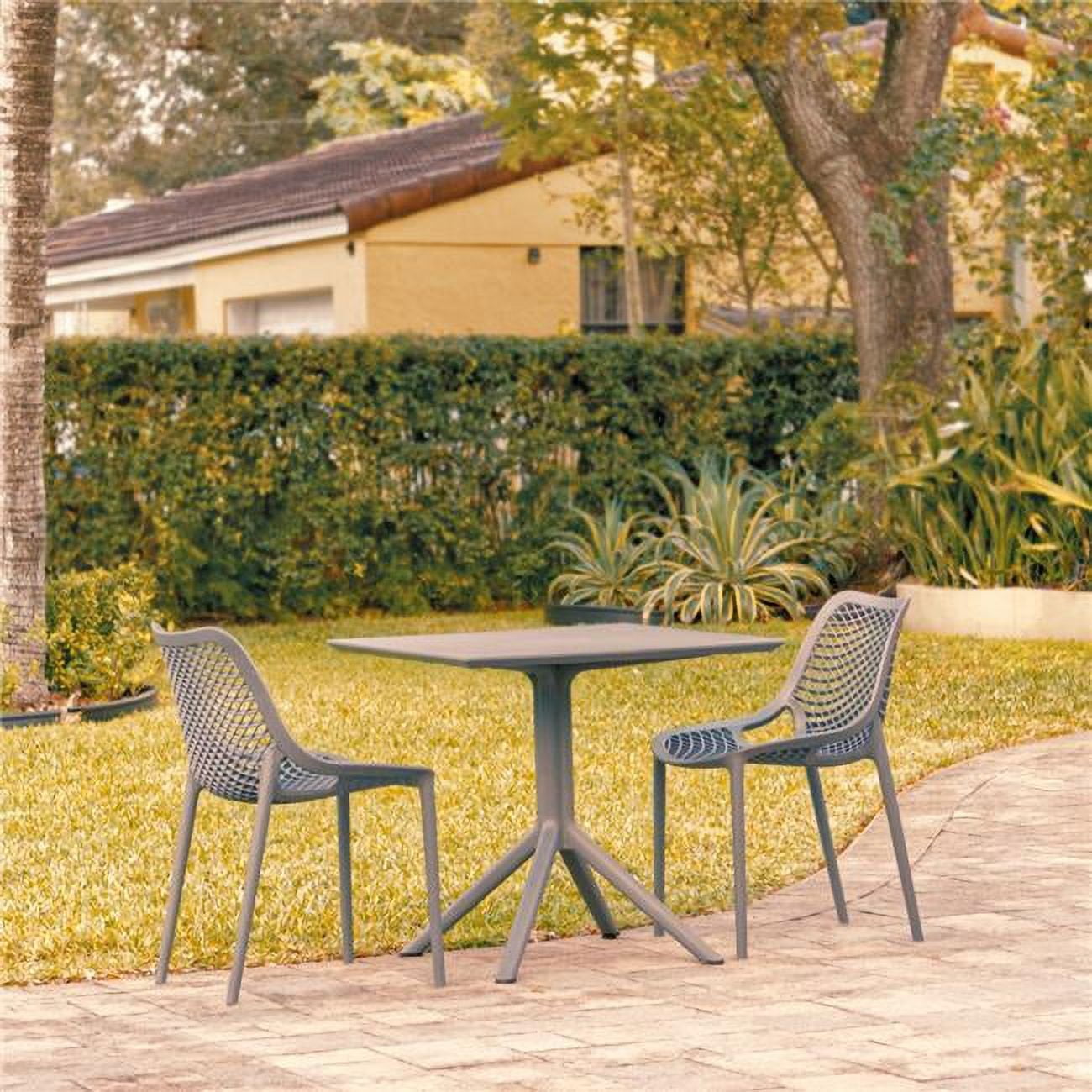 Isp1060s-dgr Air Patio Dining Set With 2 Chairs, Dark Grey