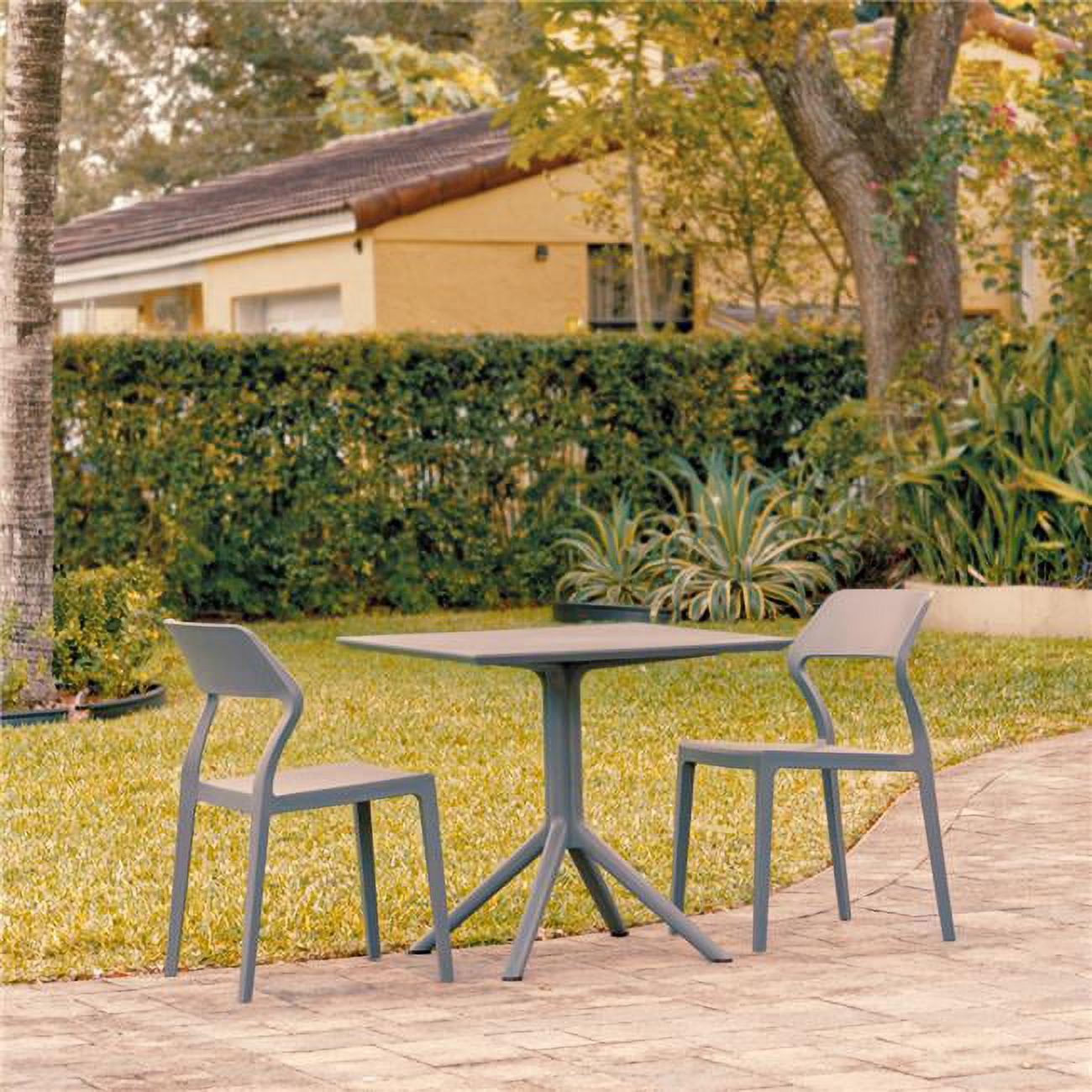 Isp1066s-dgr Snow Patio Dining Set With 2 Chairs, Dark Grey