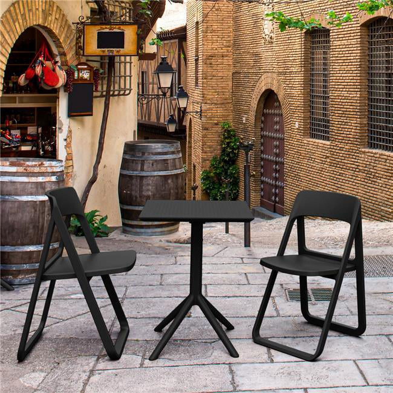 Isp0791s-bla-bla Dream Folding Outdoor Bistro Set With 2 Chairs, Black