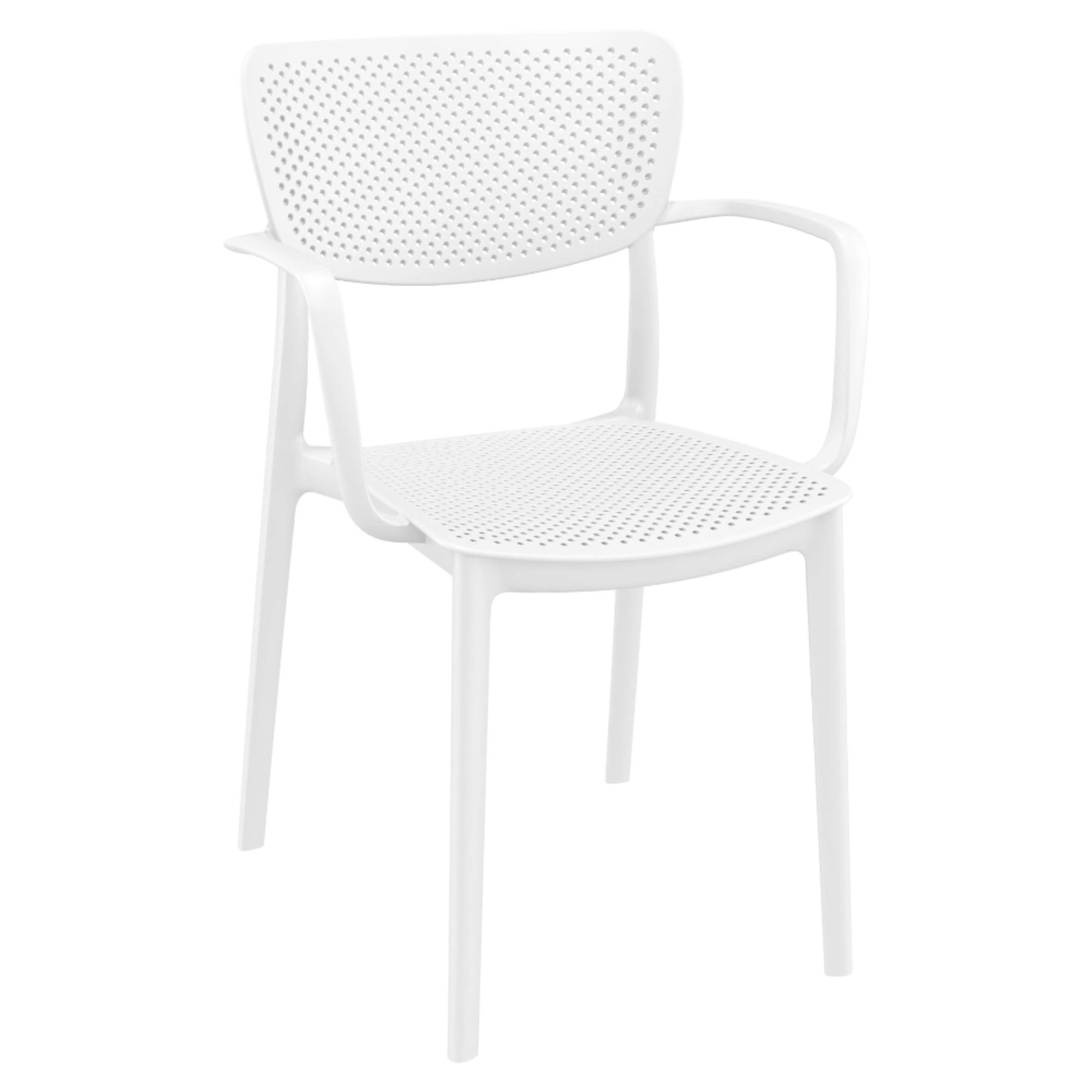 Isp128-whi Loft Outdoor Dining Arm Chair - White