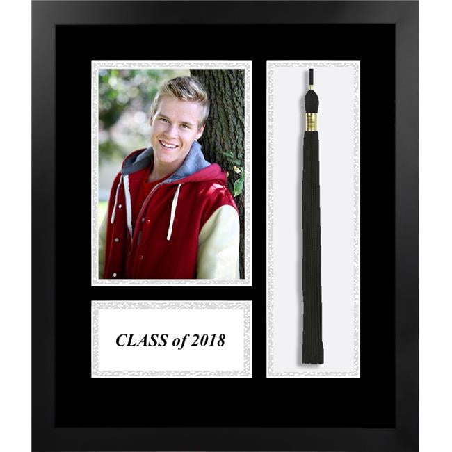 Acfmbkbs18 2018 Academic Black Photo Frame, Black & Silver Matting With Tassel Opening 5 X 7 In. Photo Opening