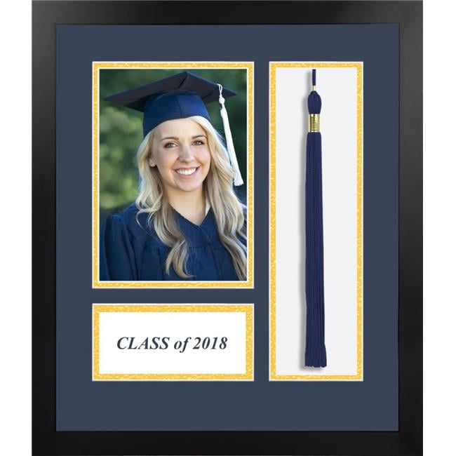 Acfmbkng18 2018 Academic Black Photo Frame, Navy & Gold Matting With Tassel Opening 5 X 7 In. Photo Opening