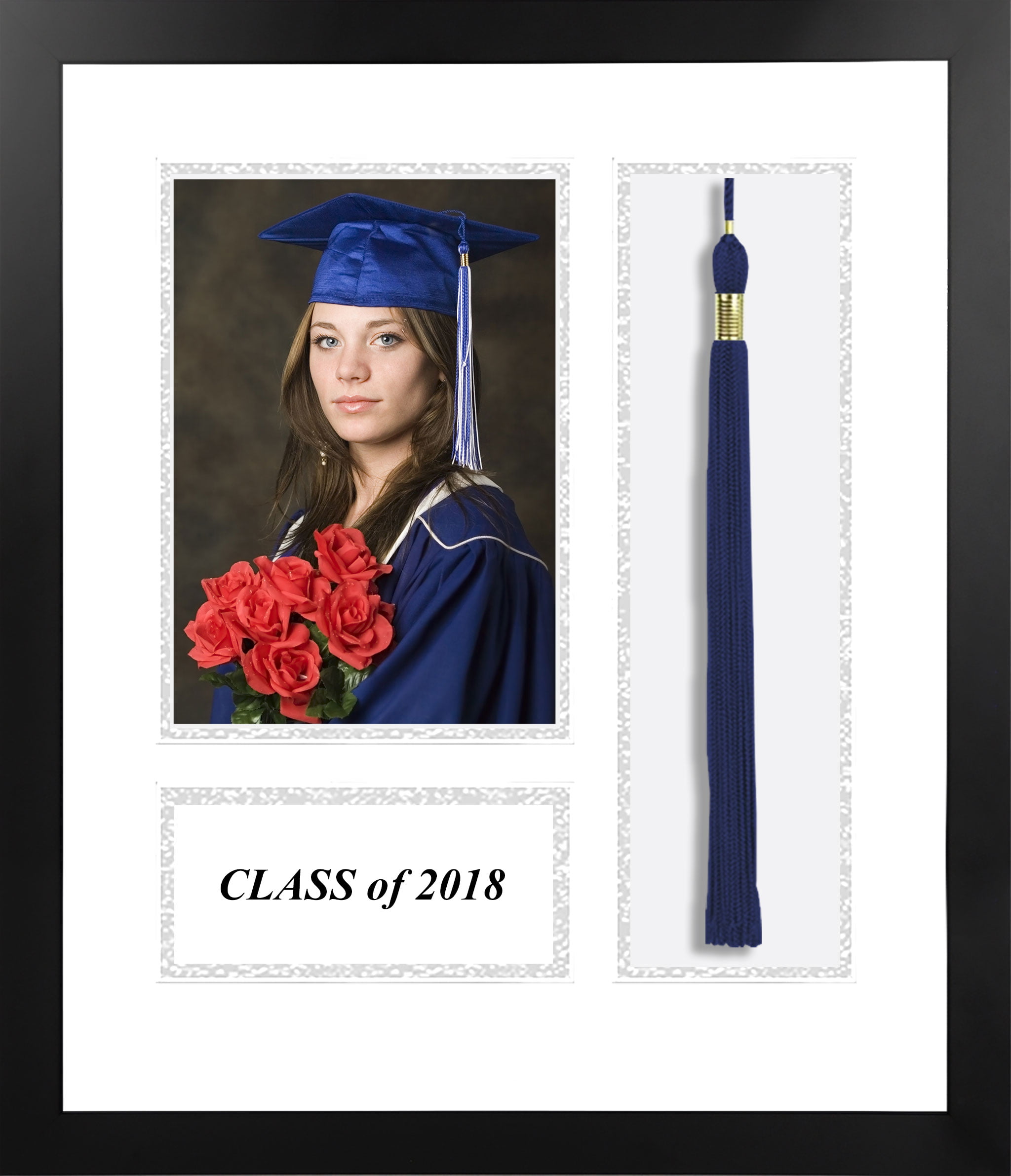 Acfmbkws18 2018 Academic Black Photo Frame, White & Silver Matting With Tassel Opening 5 X 7 In. Photo Opening