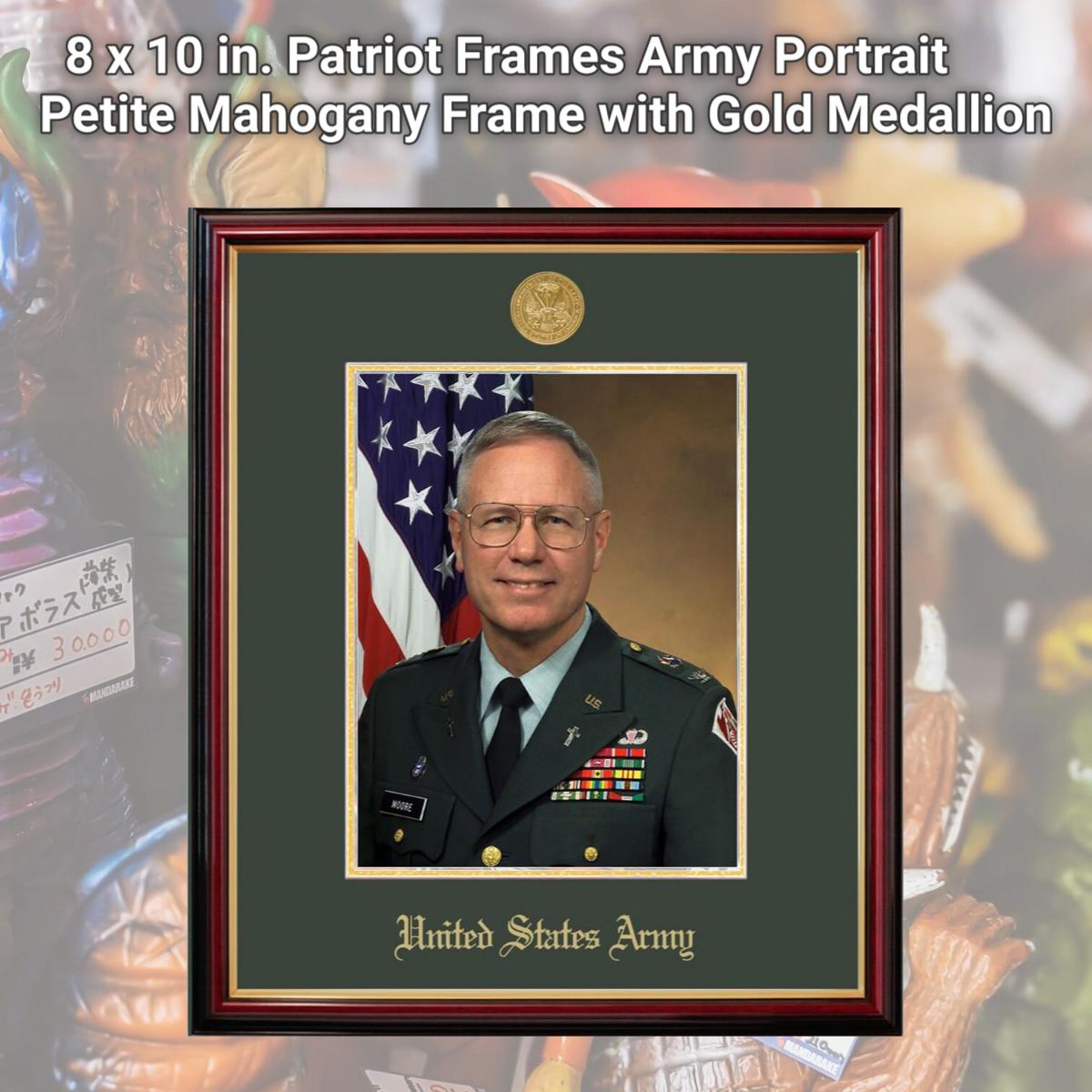 Picture of Campus Images ARPPT001 8 x 10 in. Patriot Frames Army Portrait Petite Mahogany Frame with Gold Medallion