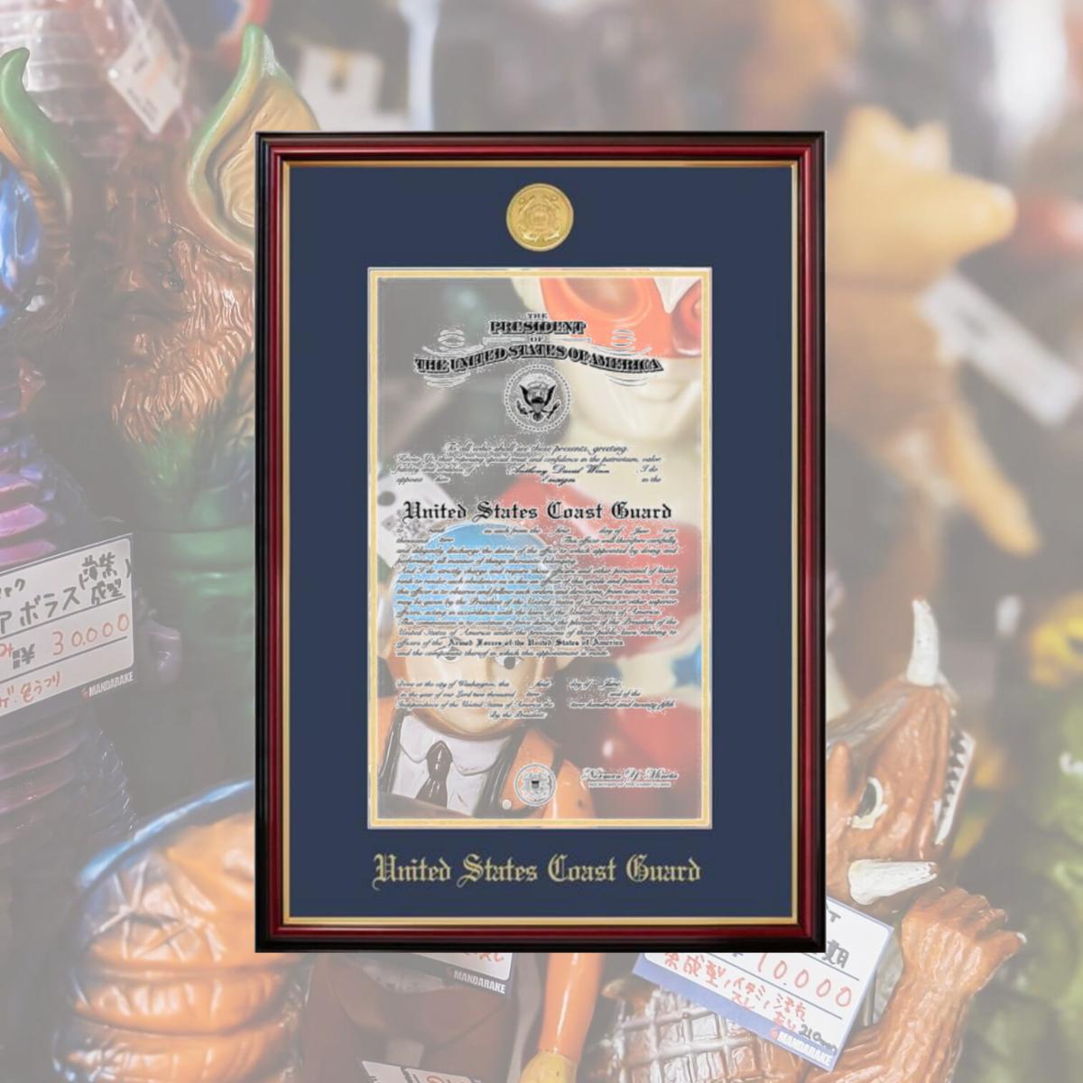 Picture of Campus Images CGCPT001 10 x 14 in. Patriot Frames Coast Guard Certificate Petite Mahogany Frame with Gold Medallion