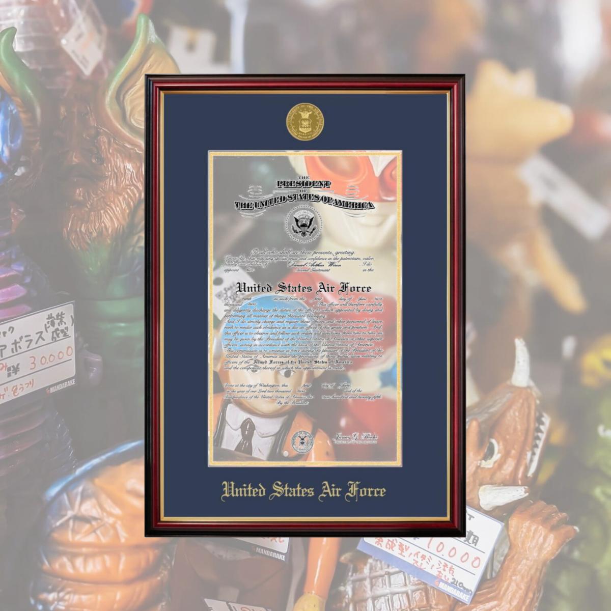 Picture of Campus Images AFCPT00111x14 11 x 14 in. Patriot Frames Air Force Certificate Petite Mahogany Frame with Gold Medallion