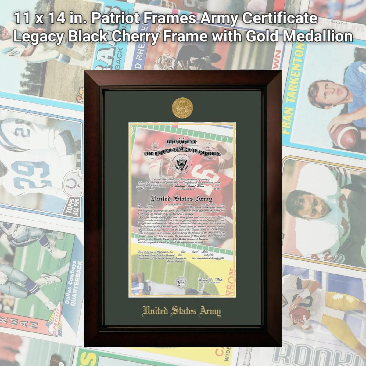 Picture of Campus Images ARCLG00111x14 11 x 14 in. Patriot Frames Army Certificate Legacy Black Cherry Frame with Gold Medallion