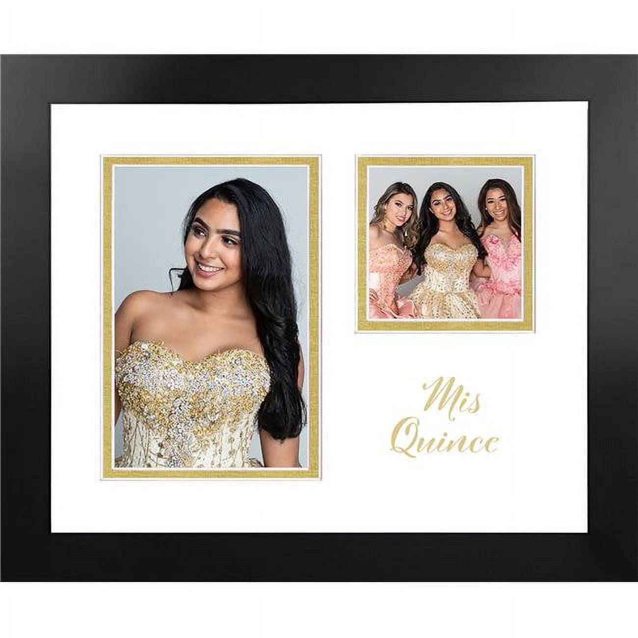 Mqnbwgdo Mis Quince Double Opening Photo Frame White & Gold Mat - Gold Imprint