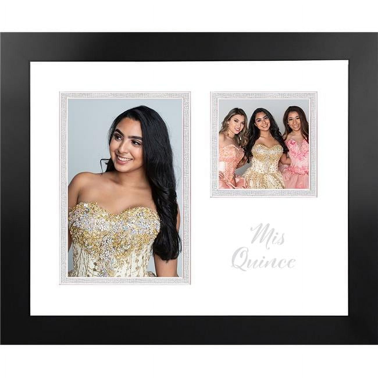 Mqnbwsdo Mis Quince Double Opening Photo Frame White & Silver Mat - Silver Imprint