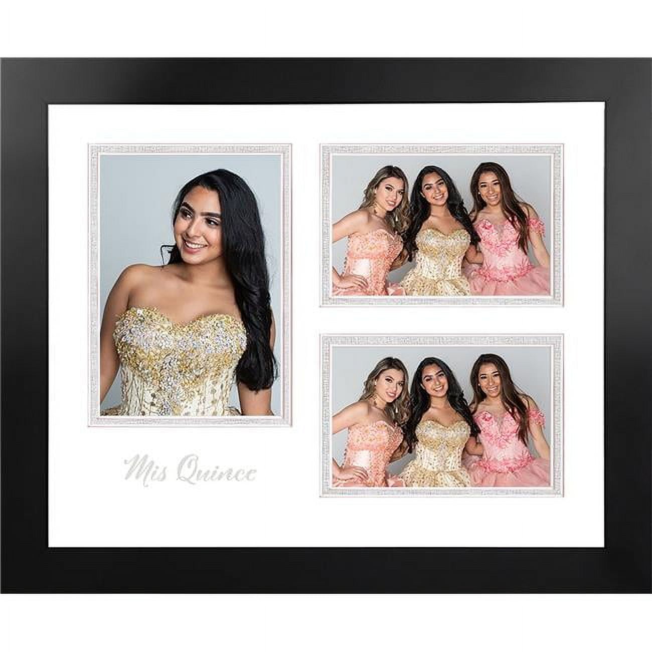 Mqnbwsto Mis Quince Triple Opening Photo Frame White & Silver Mat - Silver Imprint