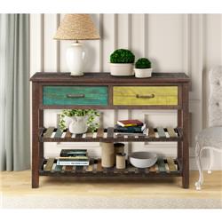 Wf190225aap Console Table With 2 Drawers, Multicolor