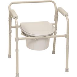 Bsfc 3-in-1 Folding Commode With Full Seat, Grey