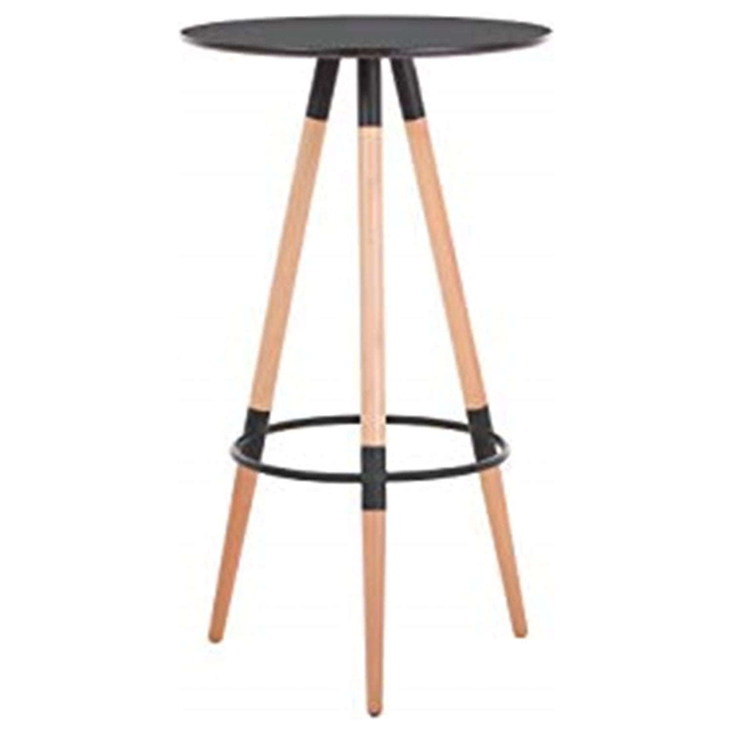 Tr-bar-table-bk 14.5 X 14.5 In. Minimalist Mid Century Modern Design Round Black Bar Height Table