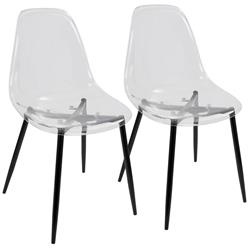 -cl-web1 Polycarbonate Seat With Black Legs Dining Chair, Clear