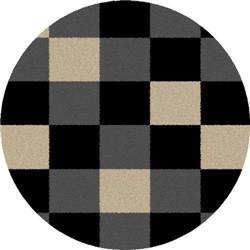 Concord Global 15239 6 Ft. 7 In. Shaggy Blocks - Round, Black
