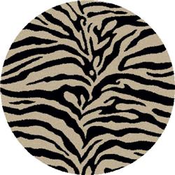 Concord Global 15439 6 Ft. 7 In. Shaggy Zebra - Round, Black