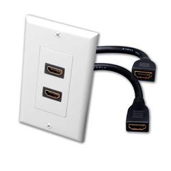 8 In. 2-port Hdmi Wall Plate With Built-in Hdmi Cable Ethernet