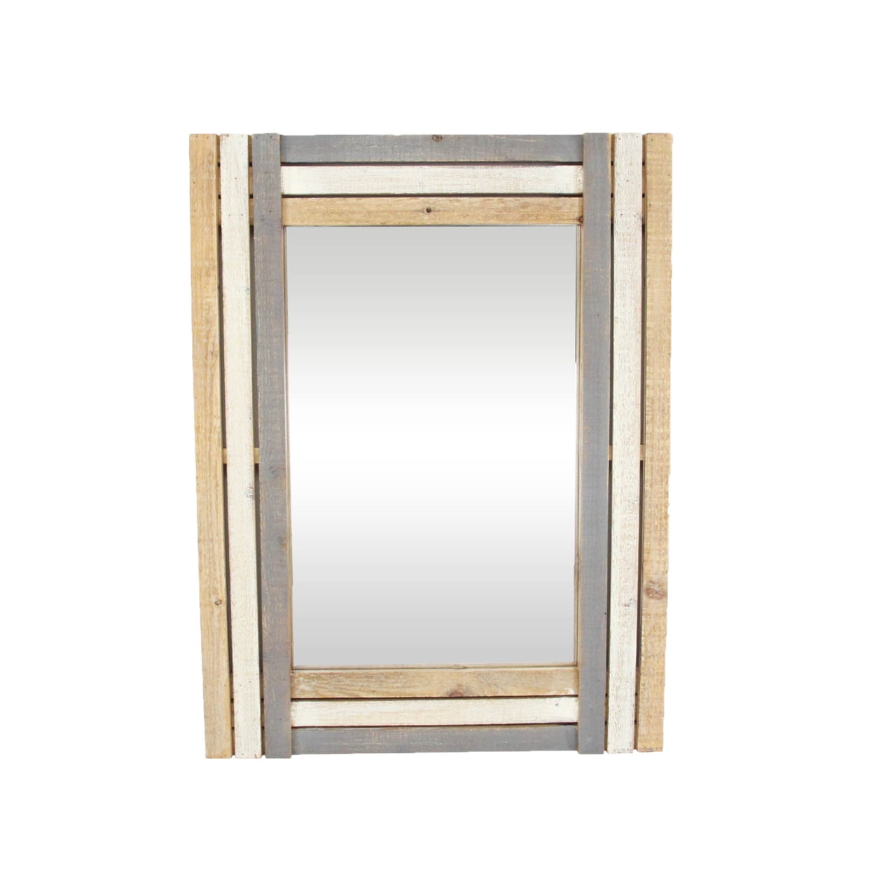 4674 Rectangular Multicolored Wood Framed Mirror