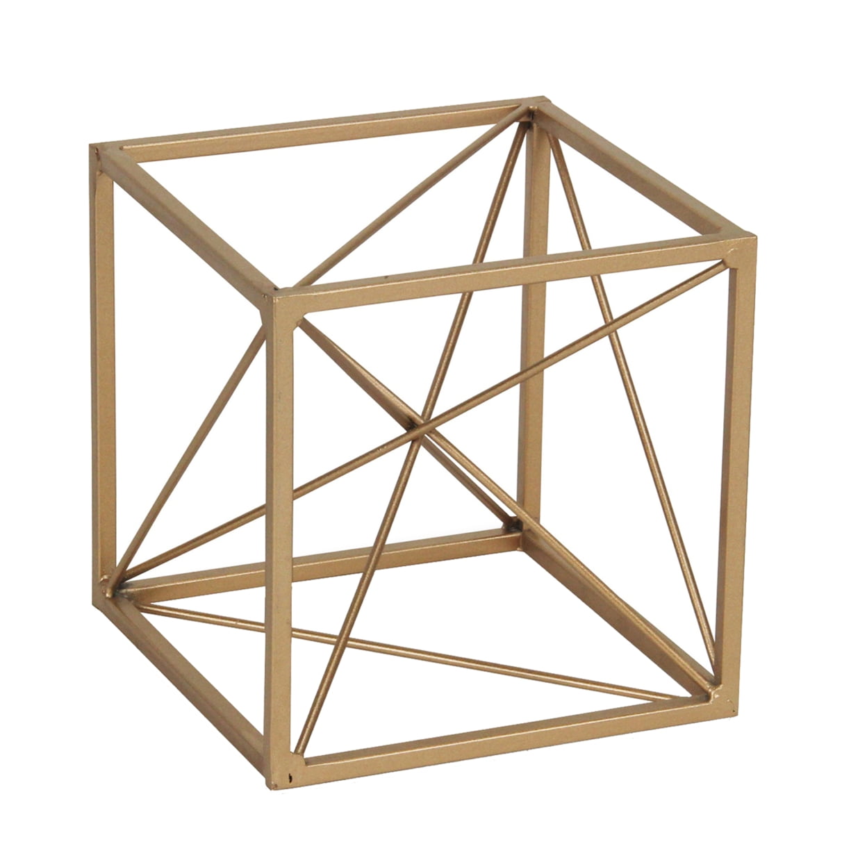 4738s Decorative Golden Cube With Abstract Center Design, Small