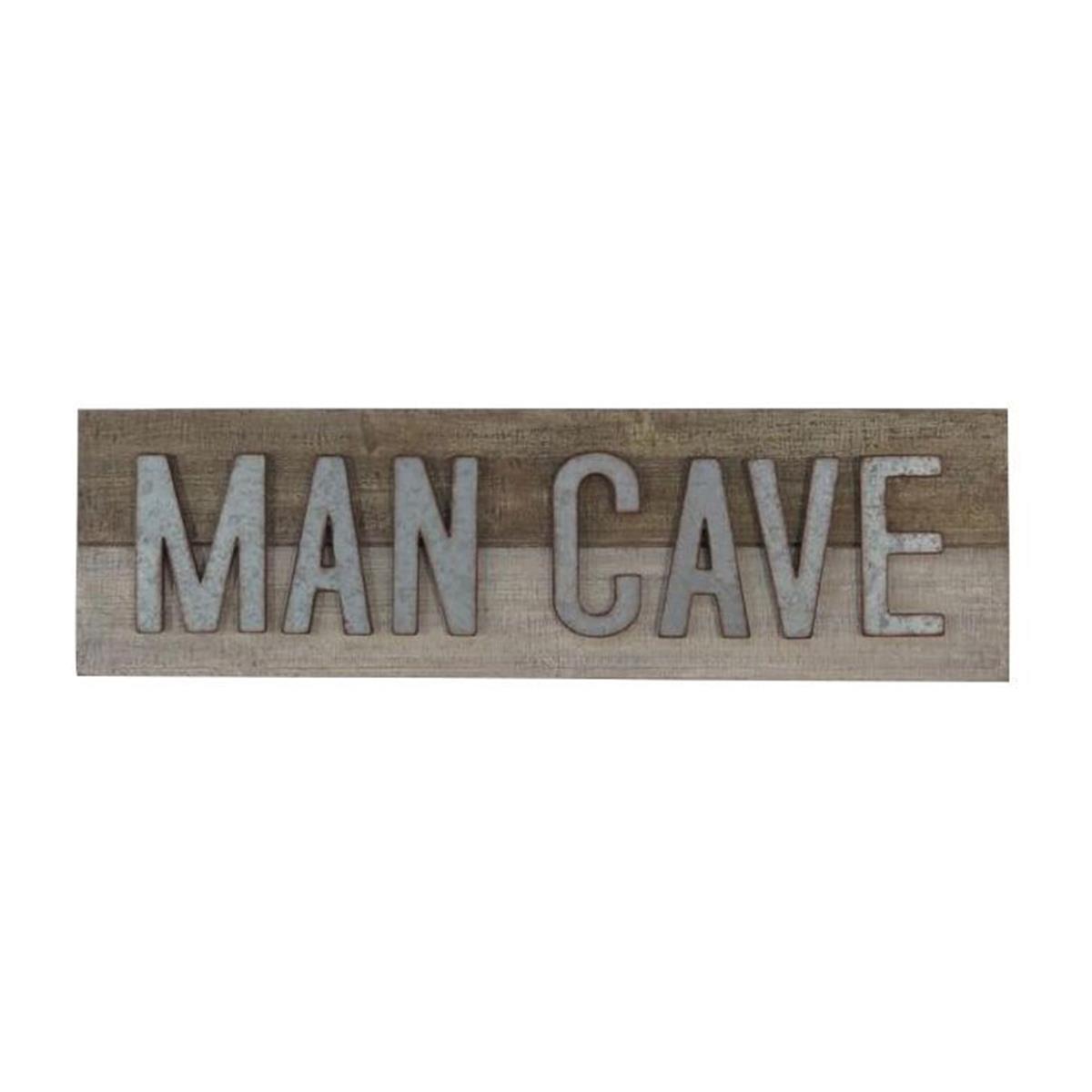4785 Wooden Wall Sign With Pop Out Letters & Galvanized Accent - Man Cave
