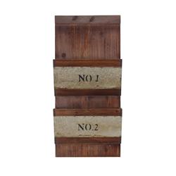 4824s 2-tier Wood Wall Storage With Metal Accent
