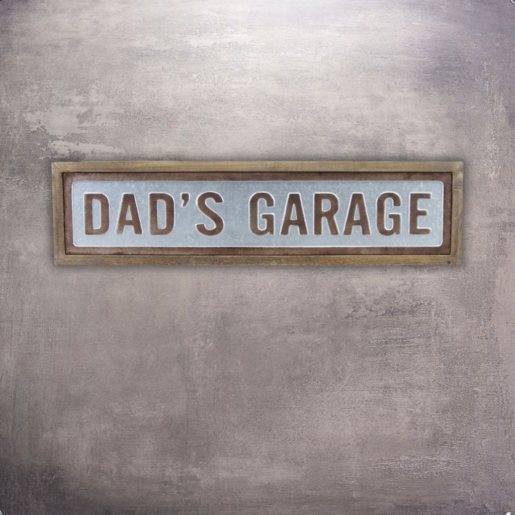 4783 Wood Frame Galvanized Metal Wall Art - Dads Garage