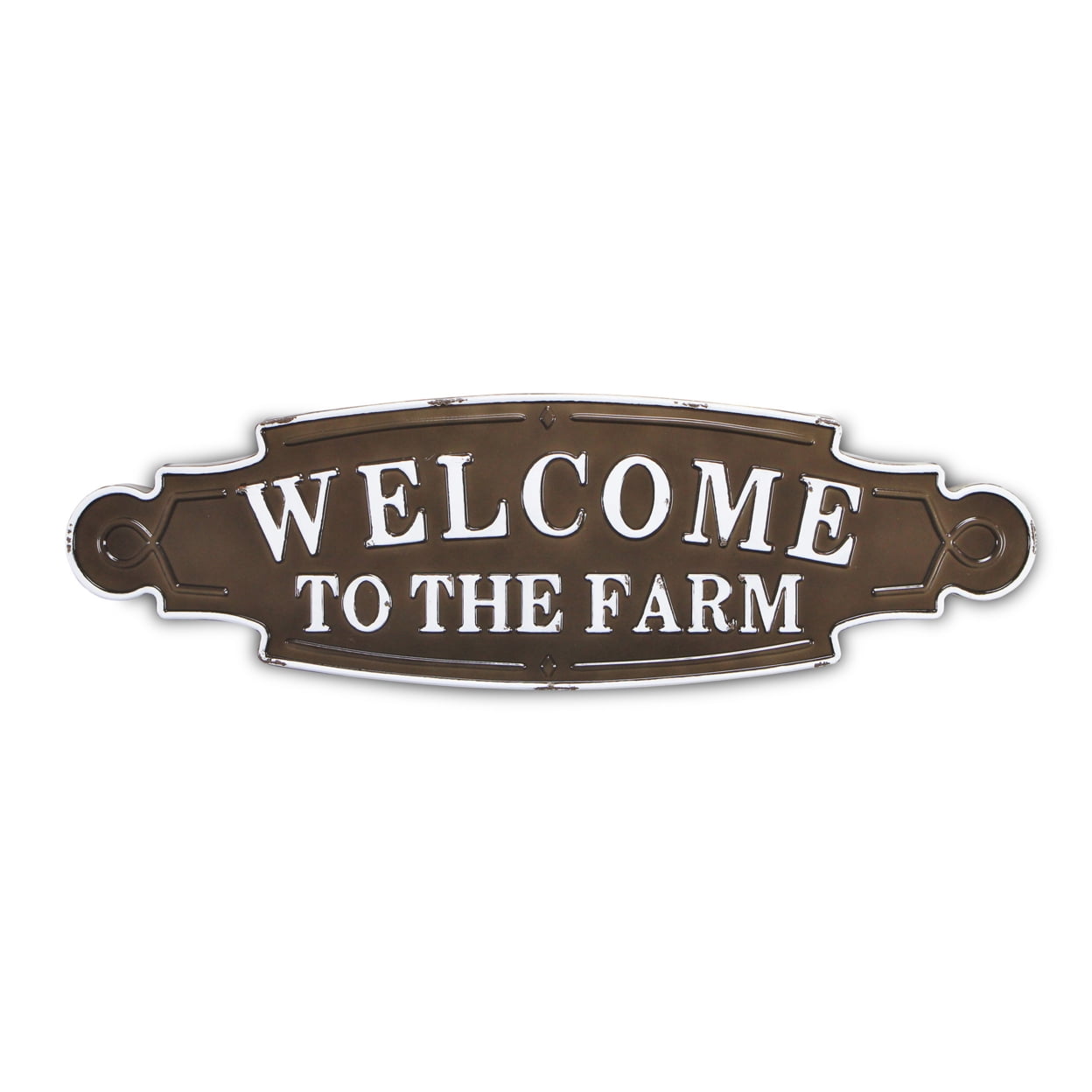 5010 Lacquered Black & White Metal Wall Sign - Welcome To The Farm