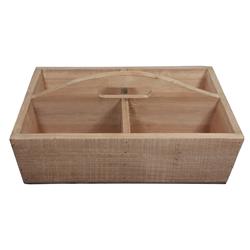 4939 Wooden 4 Compartment Natural Finish Caddy