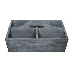 4939gw Wooden 4 Compartment Gray Wash Caddy