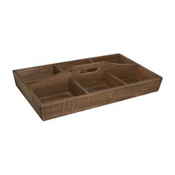 4953 6 Compartment Wood Caddy With Center Handle