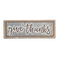 5351 All Wood Frame & Center Metal Panel & Lettering - Give Thanks Wall Sign