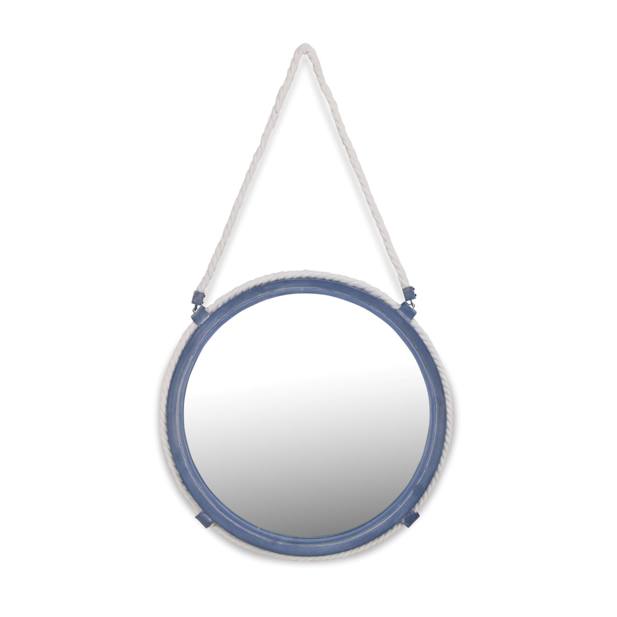 5435l Metal Mirror With Rope Hanger, Blue - Large