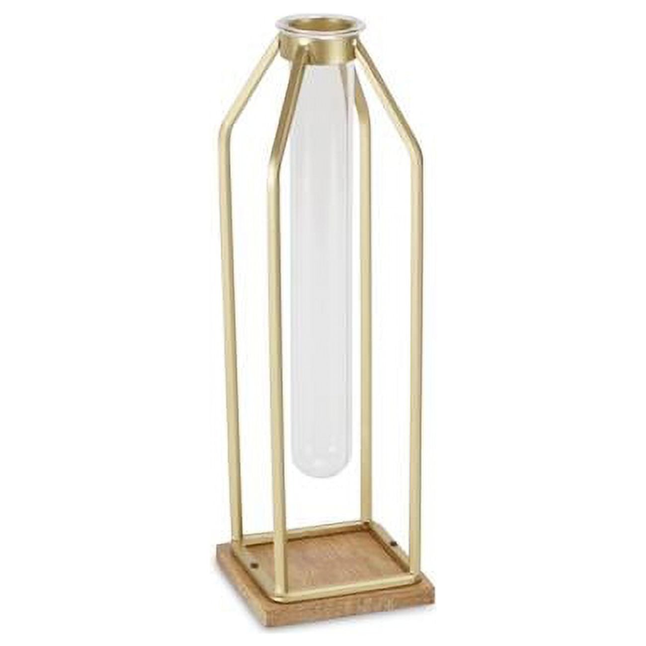 5483l-gd Tall Metal Stand With Glass Tube, Gold