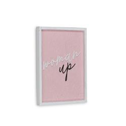 5502w Woman Up Wall Sign With Wood Frame, Pink & White