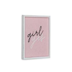 5502g Girl Yes Wall Sign With Wood Frame, Pink & White
