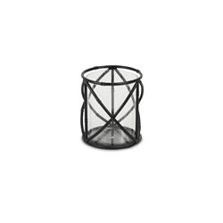 5575l-bk Bamboo Style Metal Woven Candle Holder, Black
