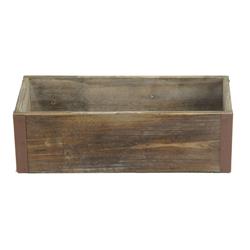 UPC 785853000086 product image for 4911-12 Brown Wooden Rectangular Planter with Metal Corner Accents | upcitemdb.com