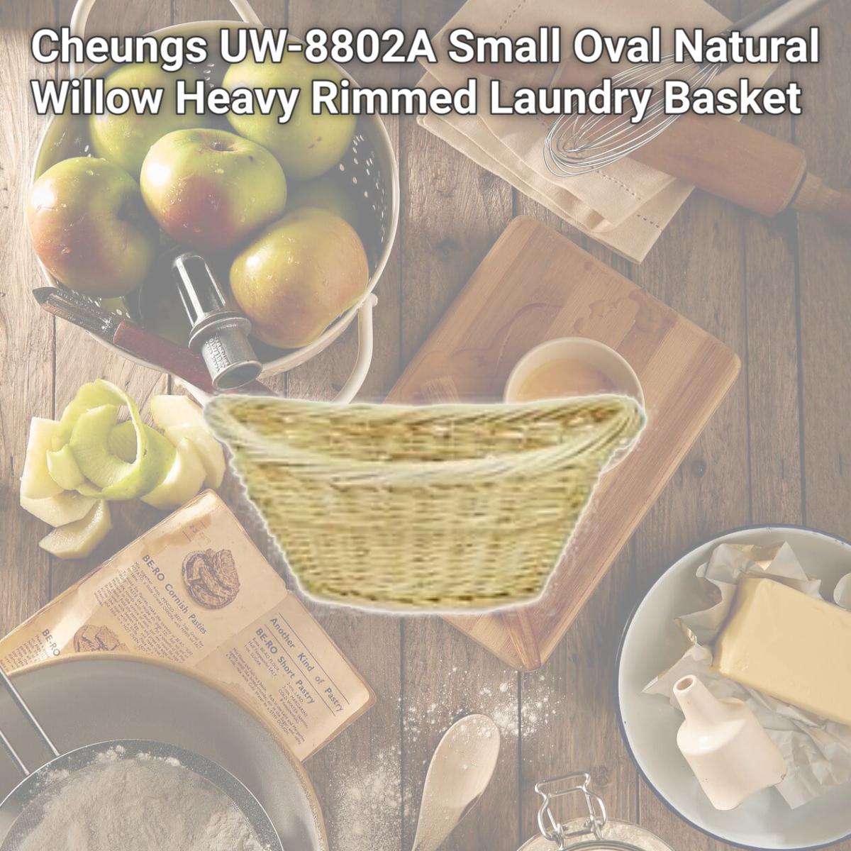 Picture of Cheungs UW-8802A Small Oval Natural Willow Heavy Rimmed Laundry Basket