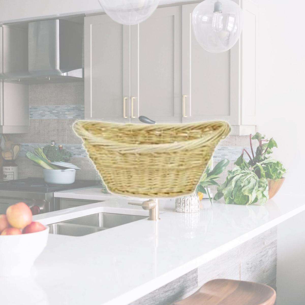 Picture of Cheungs UW-8802A Small Oval Natural Willow Heavy Rimmed Laundry Basket
