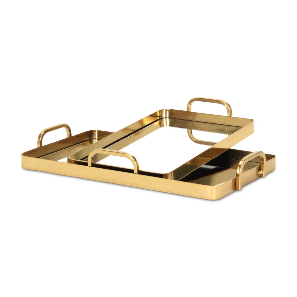 Picture of Cheungs 6096-2GD Nuvelle Metal Mirrored Trays, Gold - Set of 2