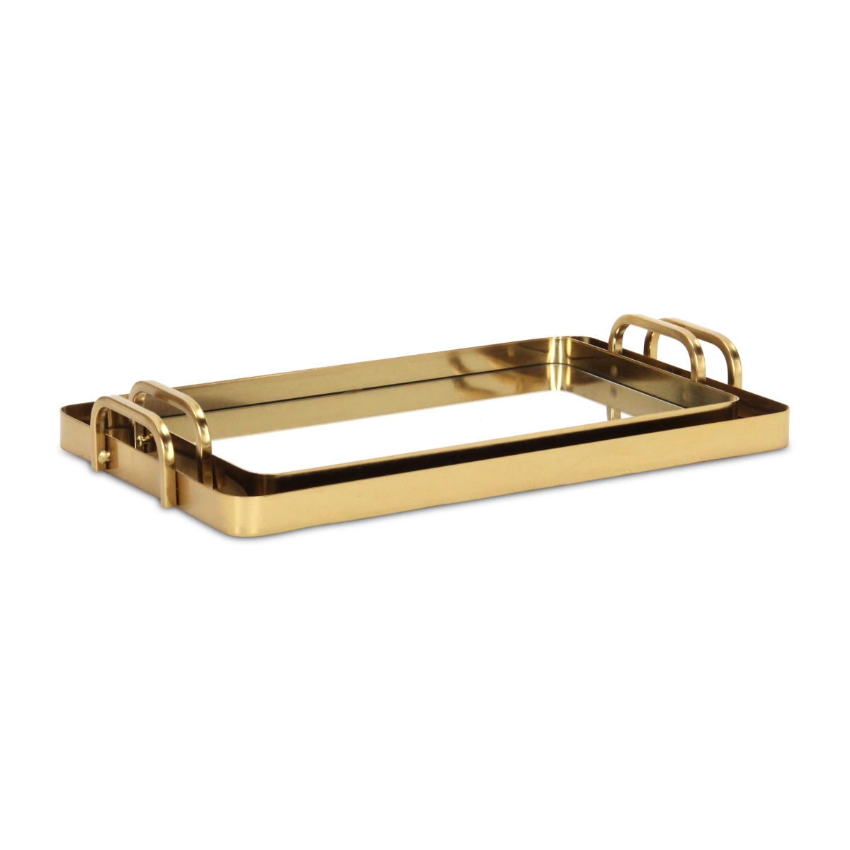 Picture of Cheungs 6096-2GD Nuvelle Metal Mirrored Trays, Gold - Set of 2