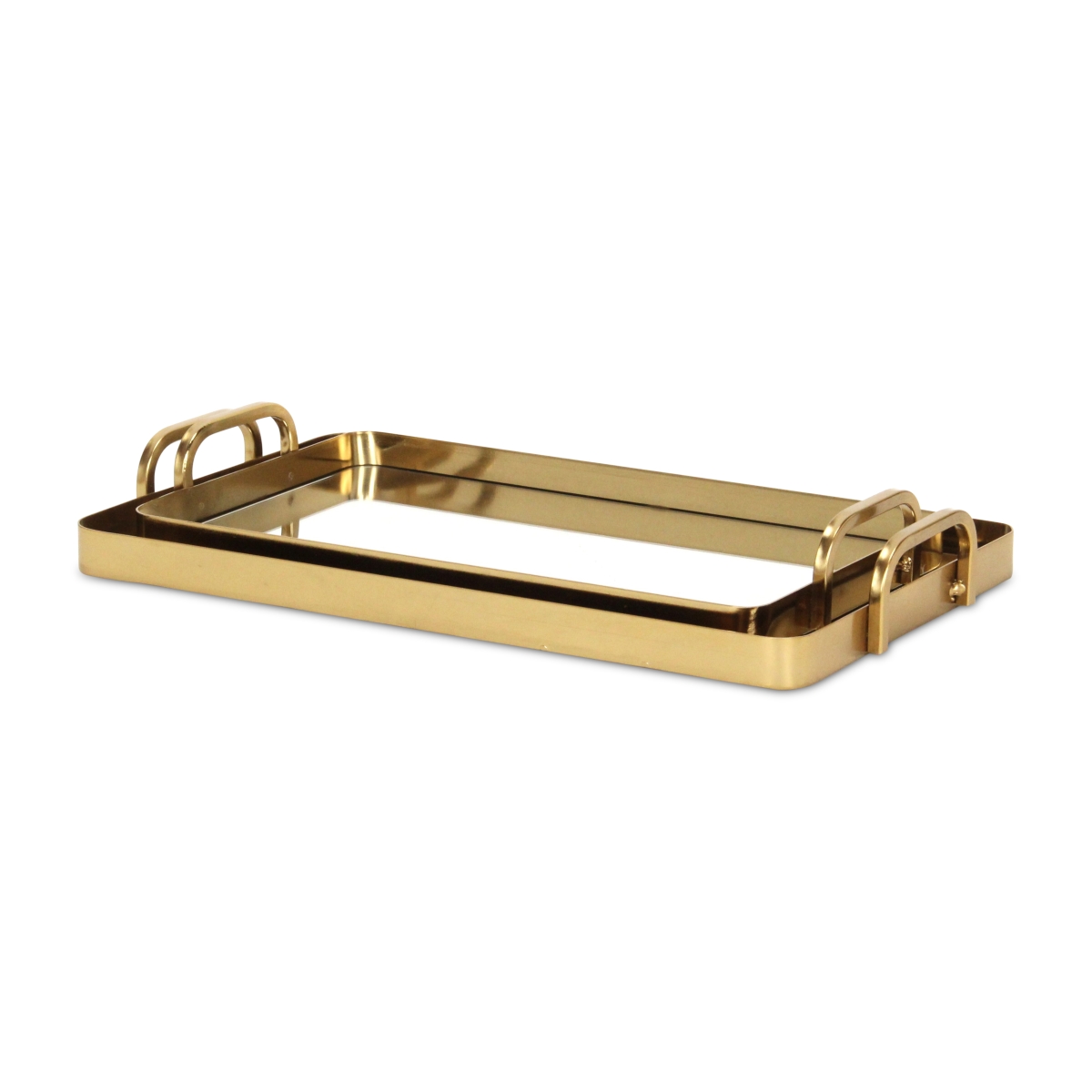 Picture of Cheungs 6096-2GD Nuvelle Metal Mirrored Trays, Gold - Set of 2