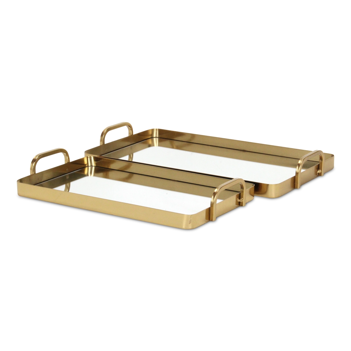 Picture of Cheungs 6096-2GD Nuvelle Metal Mirrored Trays, Gold - Set of 2