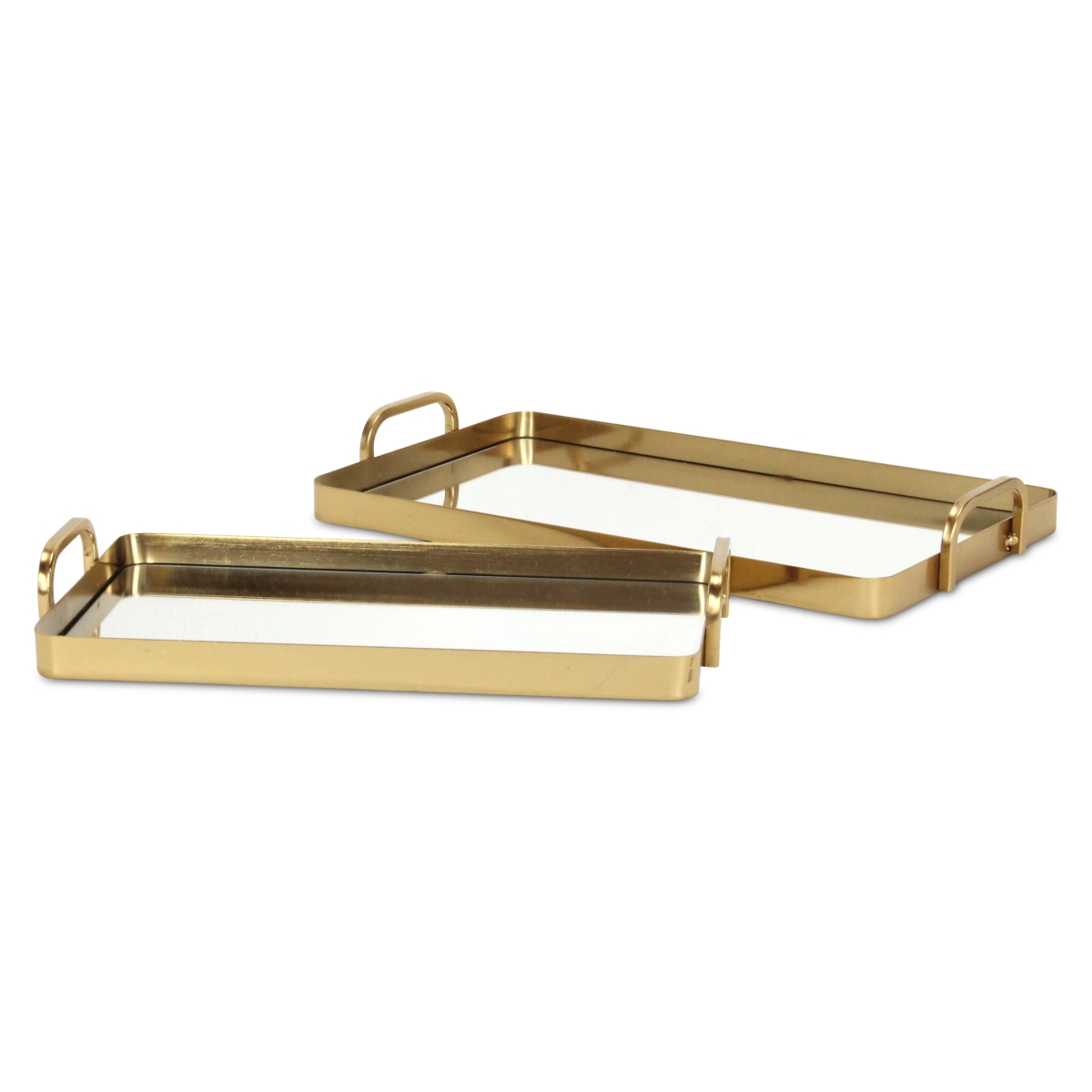 Picture of Cheungs 6096-2GD Nuvelle Metal Mirrored Trays, Gold - Set of 2