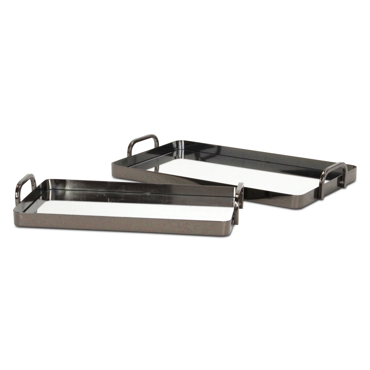 Picture of Cheungs 6096-2PW Nuvelle Metal Mirrored Trays, Pewter - Set of 2
